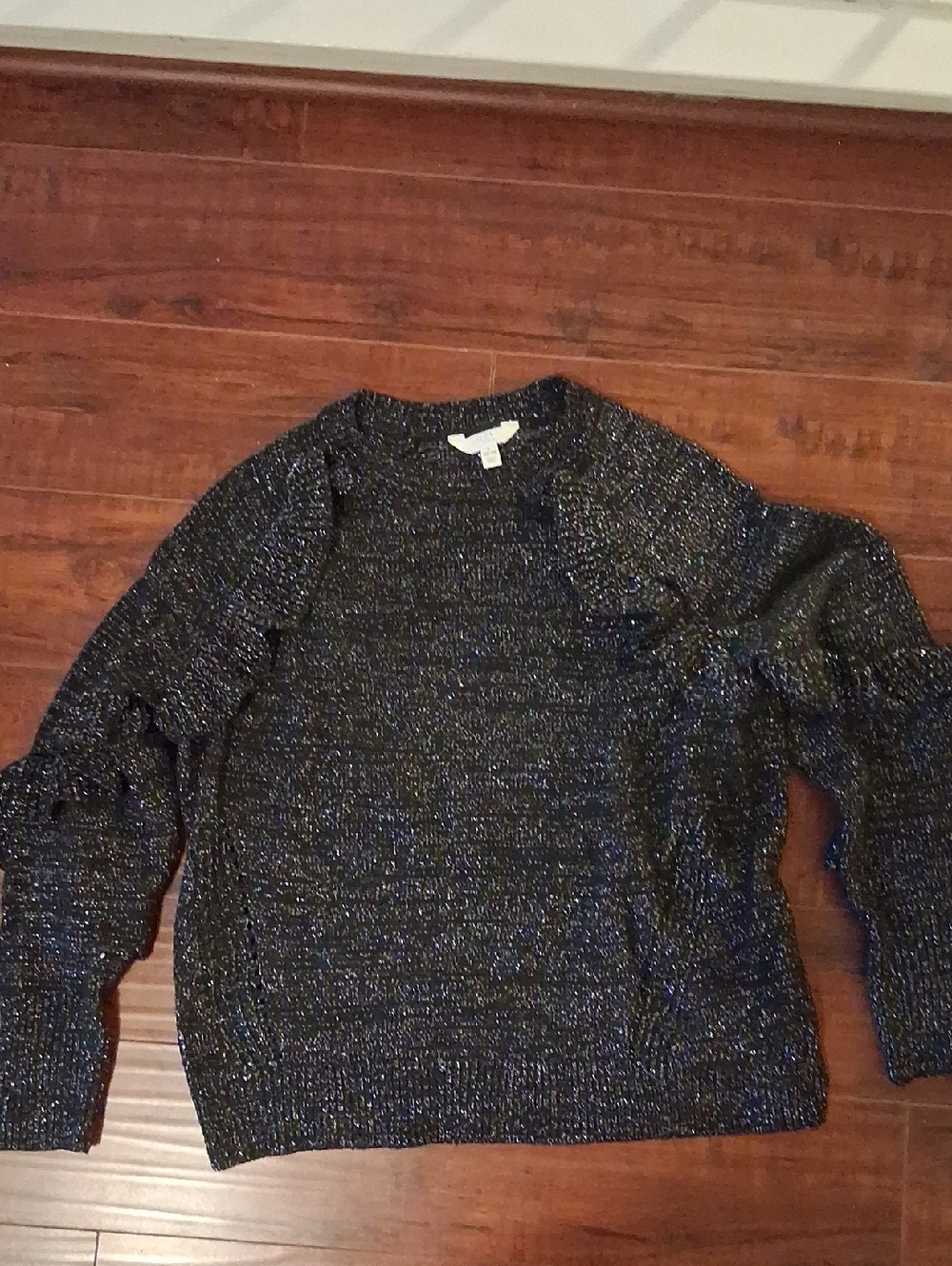 Time and Tru Black Metallic Thread Knit Sweater